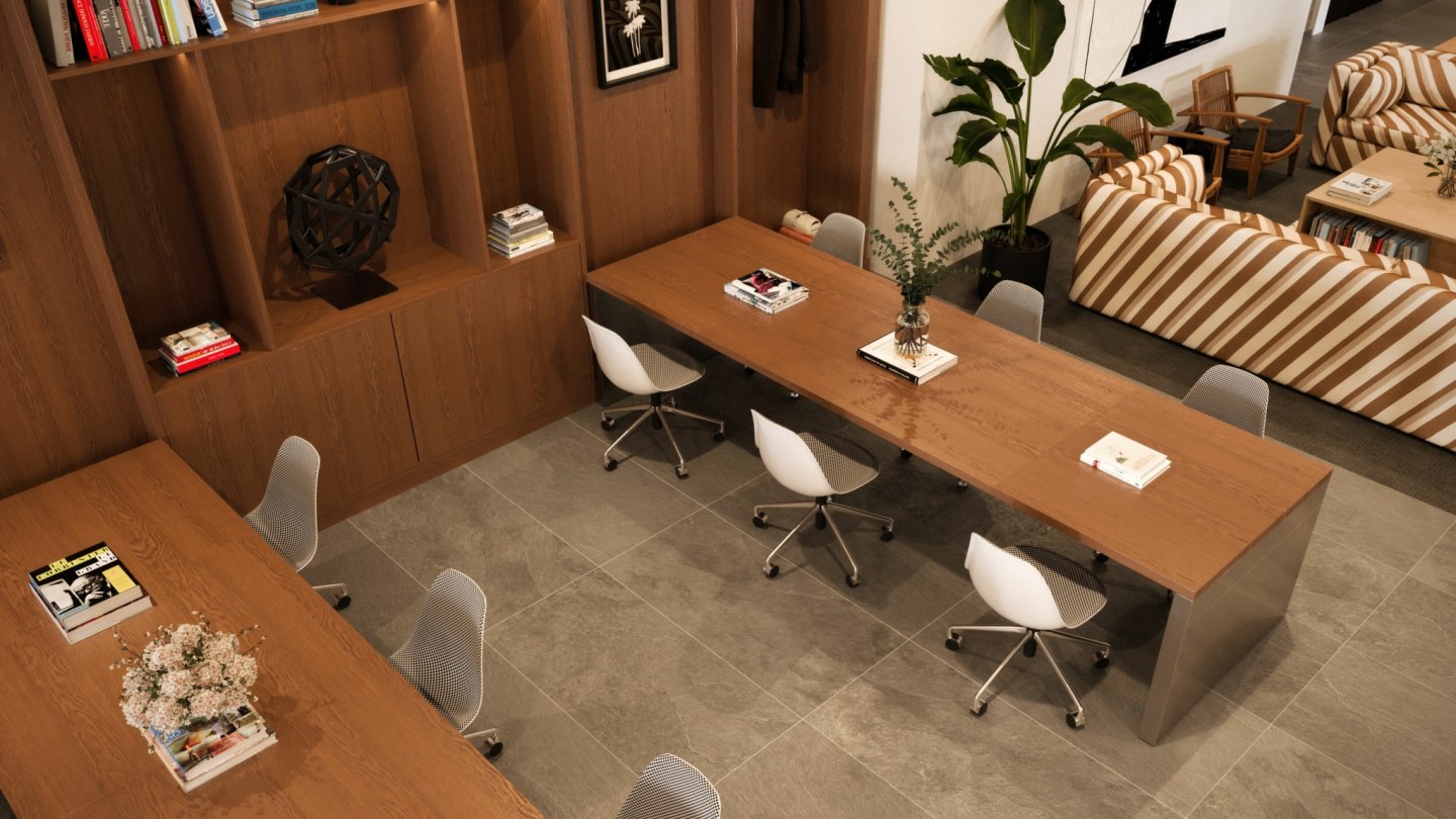 View of shared workspace from the top
