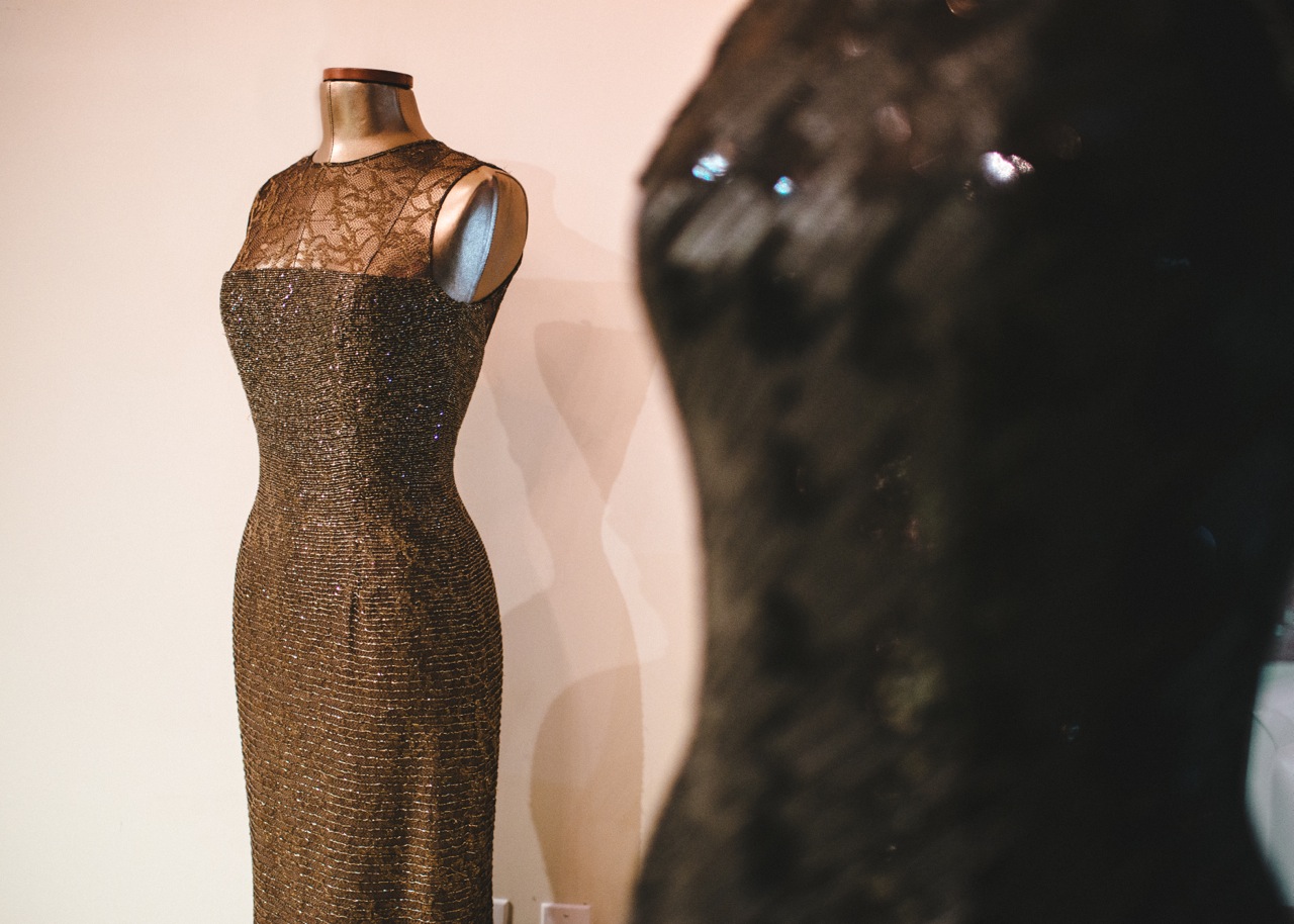 carmen marc valvo gold dress Samira Chartreuse & Gold Maxi Dress Large main image 1