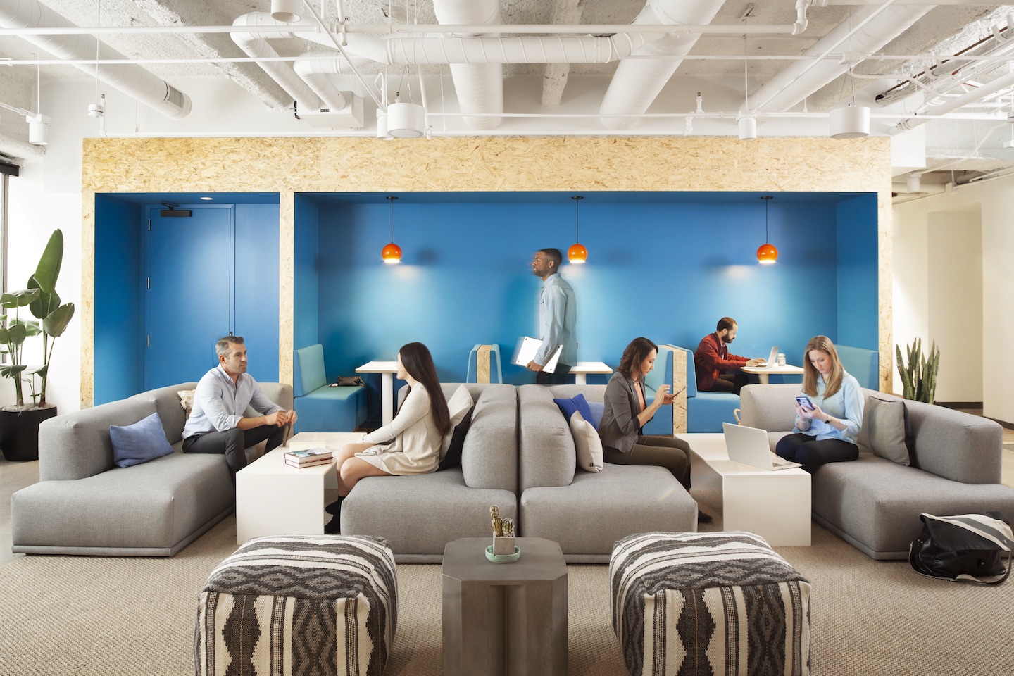 TripActions's lounge at a WeWork in San Francisco. Photographs by Helynn Ospina