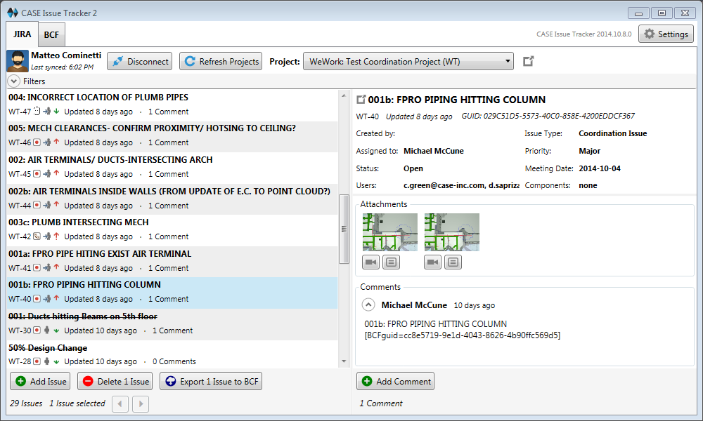 01 CASE Issue Tracker main interface