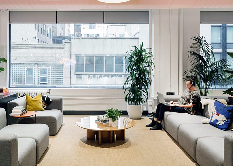 WeWork coworking space in NYC on 214 W 29th St in Chelsea
