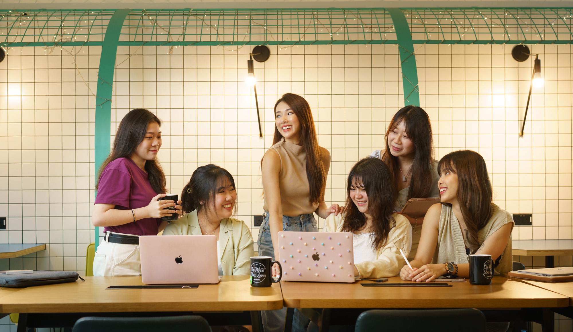 Mongabong lifestyle content creator with her girls at WeWork office in Singapore