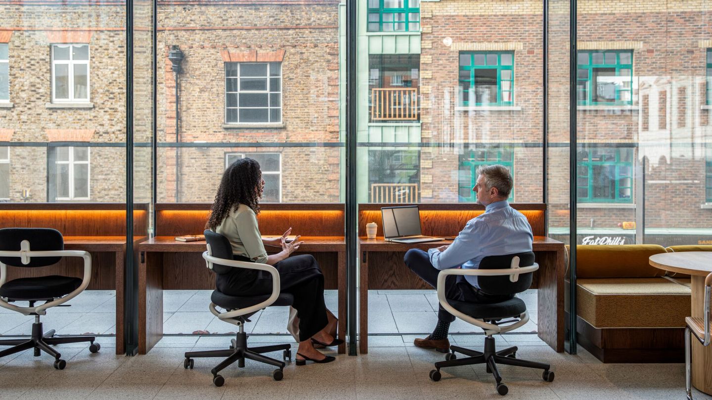 two people having a business conversation