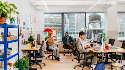 People collaborating in an office space