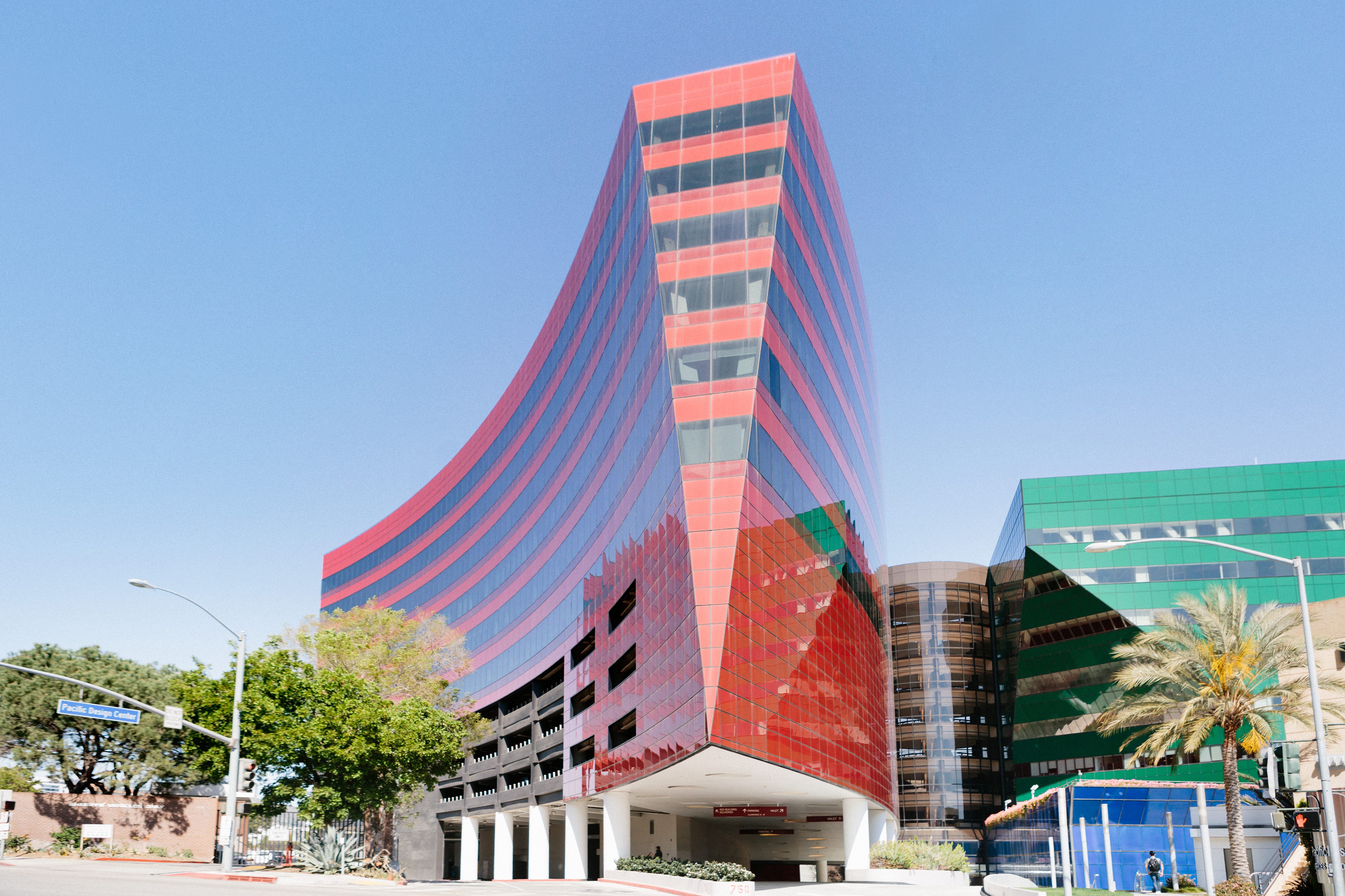 exterior view of WeWork Pacific Design Center, Red Building