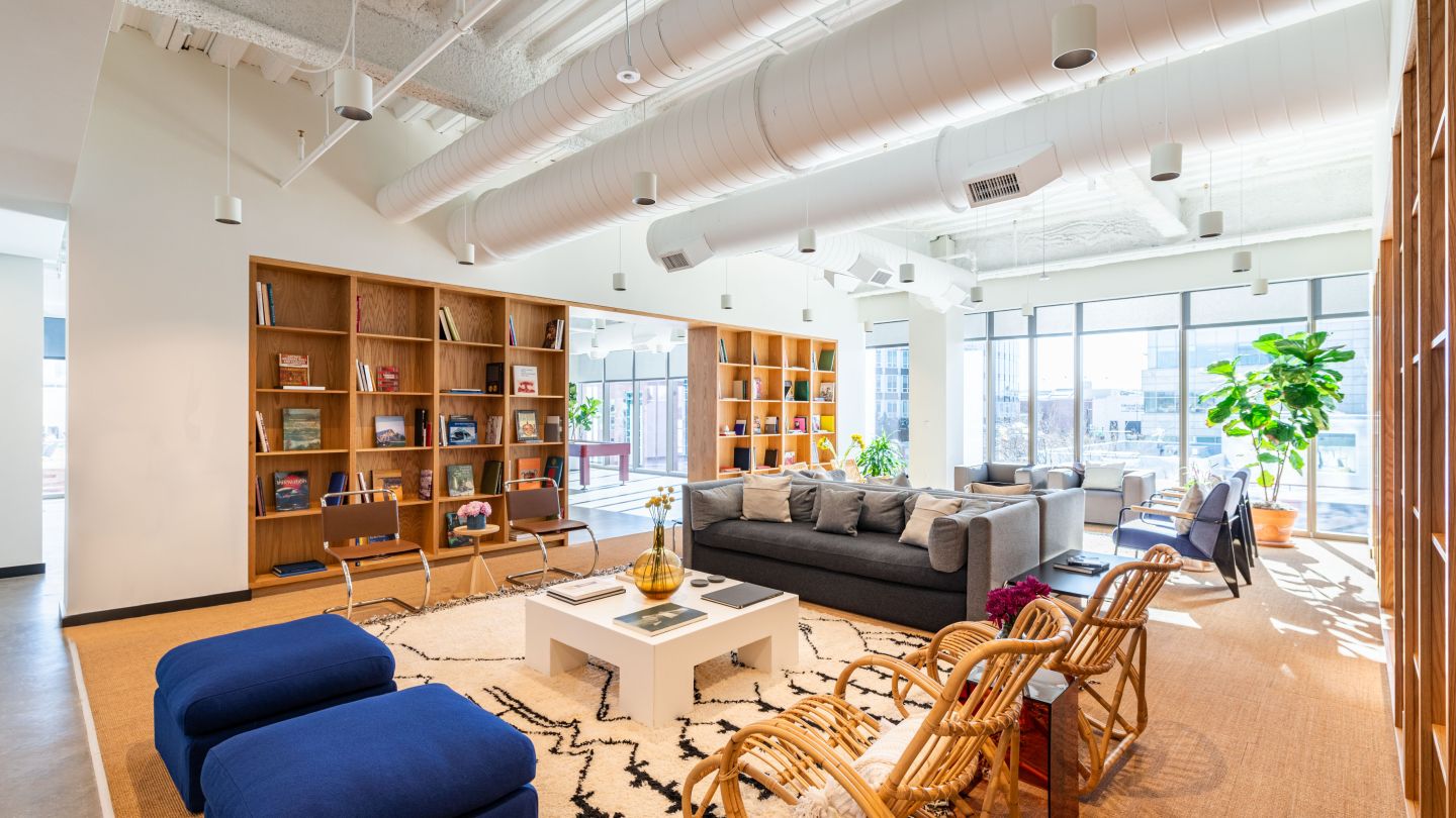 bright and colorful interiors at WeWork Financial House in Cherry Creek