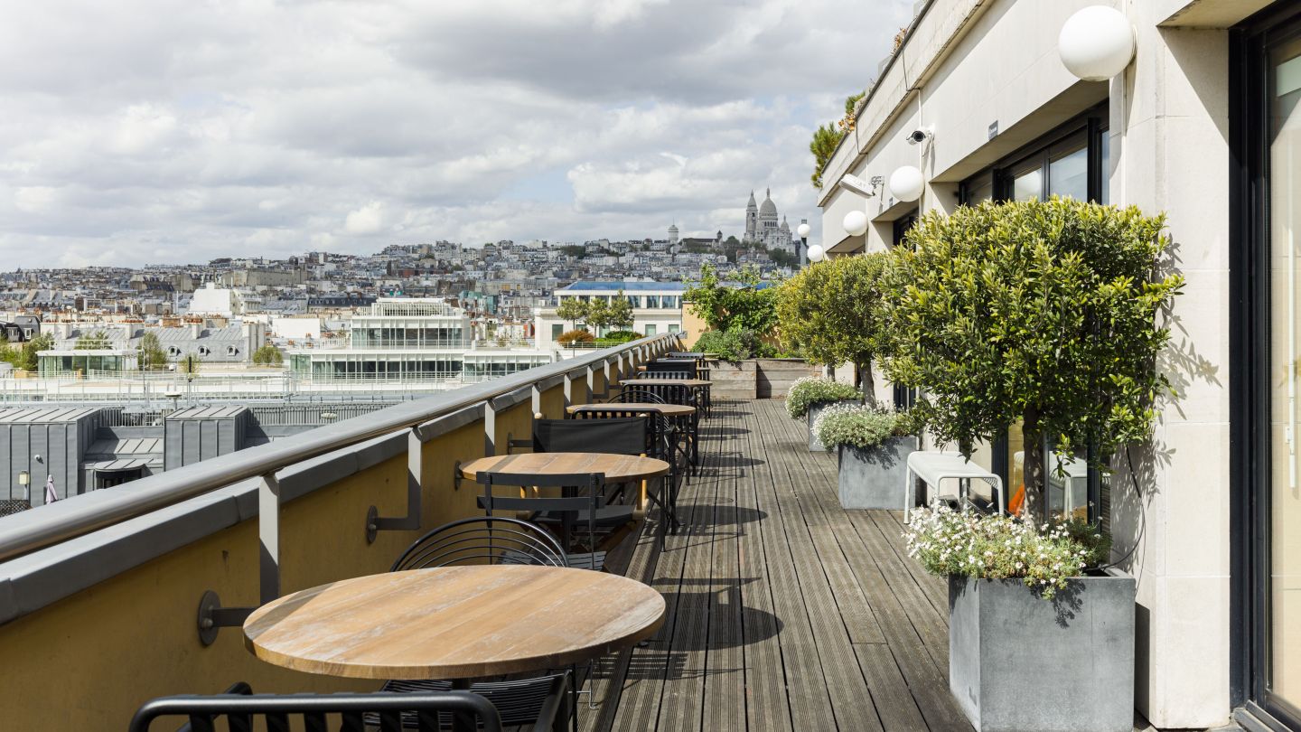 terrace and views of Paris at WeWork 33 Rue La Fayette