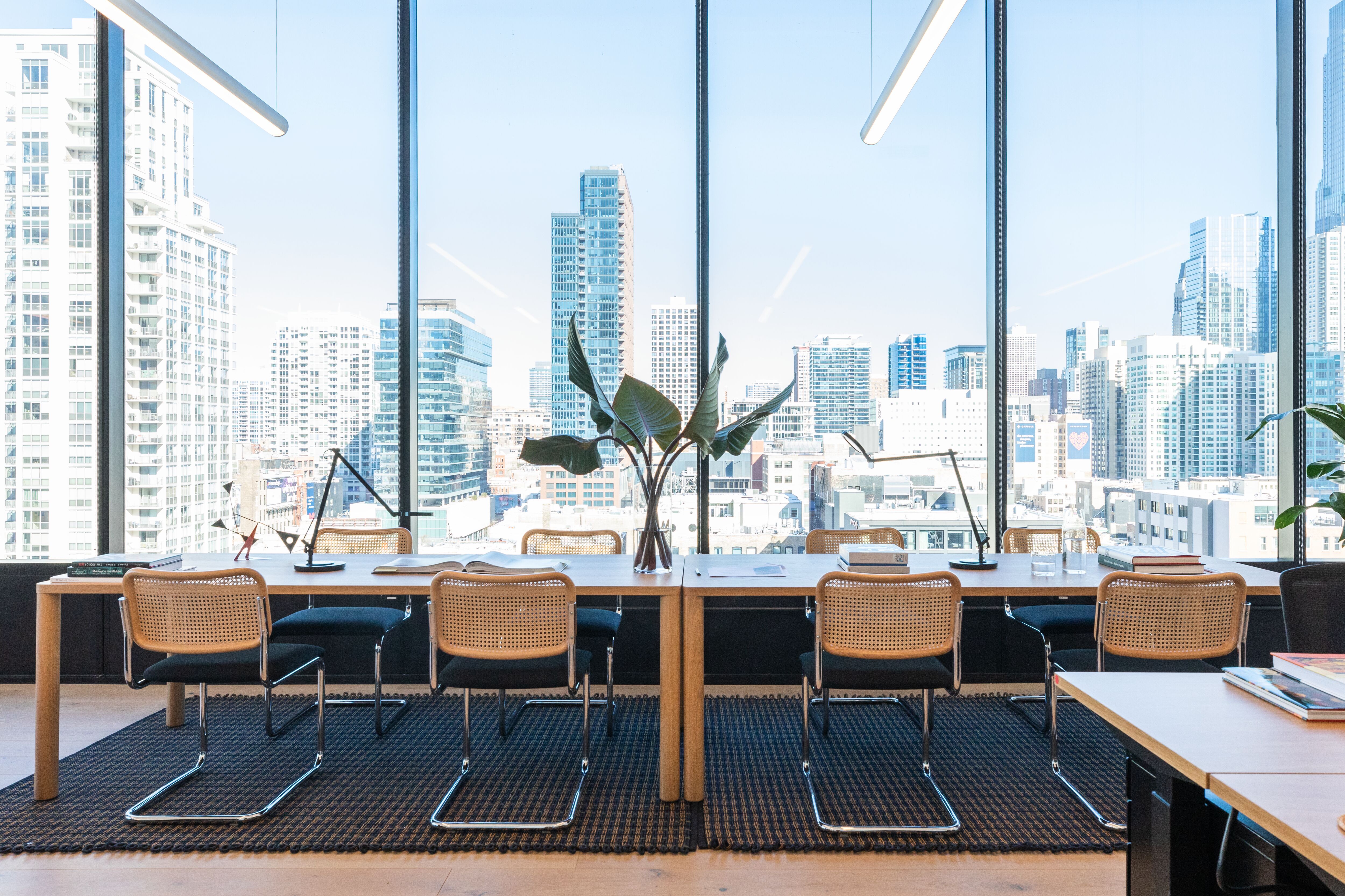 desks and city views at WeWork 448 North La Salle
