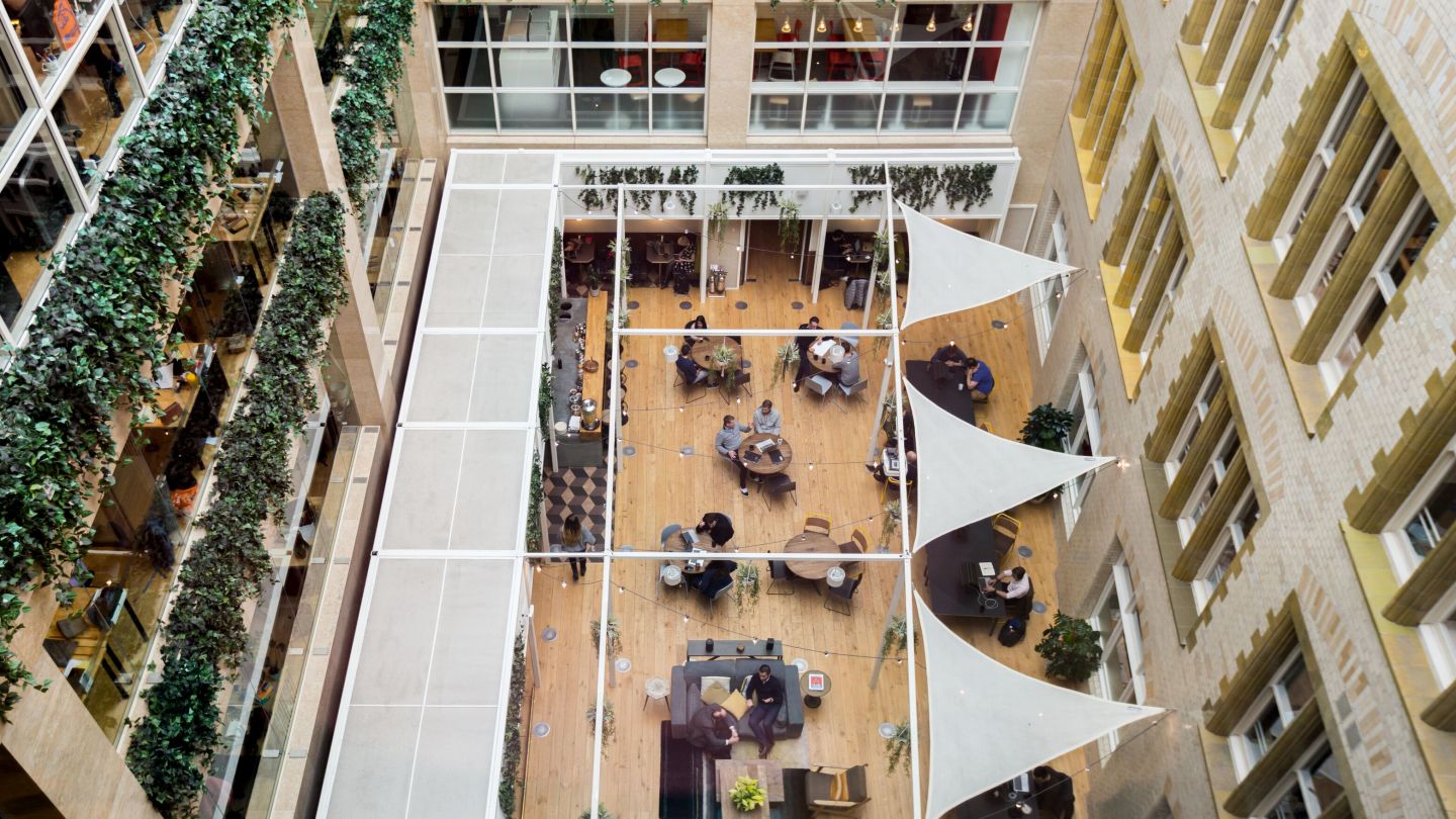 view of WeWork shared workspace from above