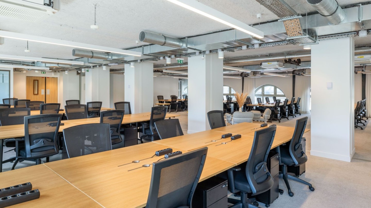 WeWork shared workspace with desks